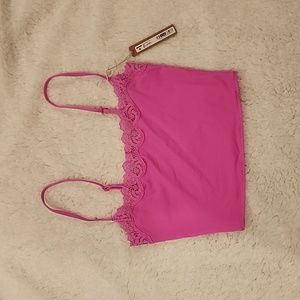 SKIMS FITS EVERYONE lace crop cami neon orchid